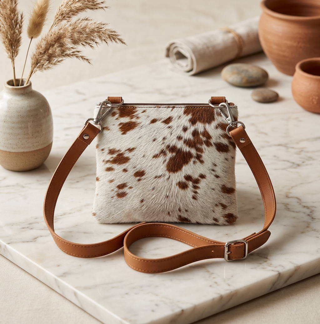 Cowhide Mobile Pouch Square