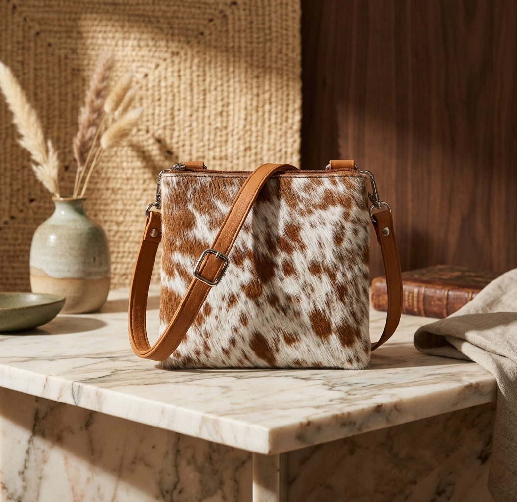 Cowhide Mobile Pouch Square