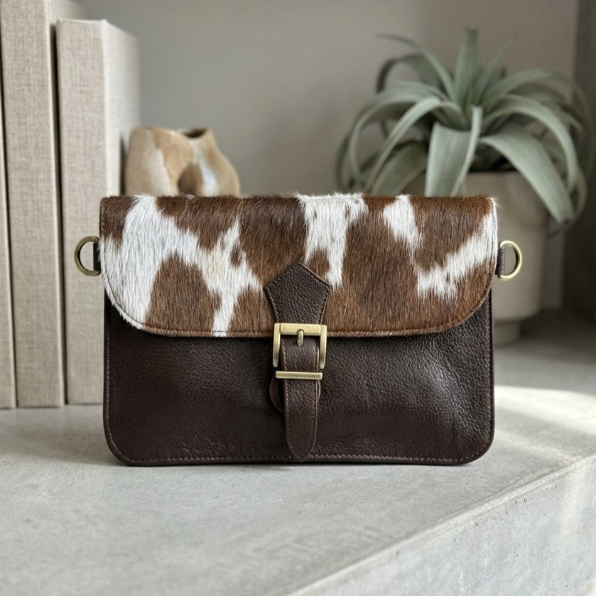 Cowhide Flip Crossbody Purse